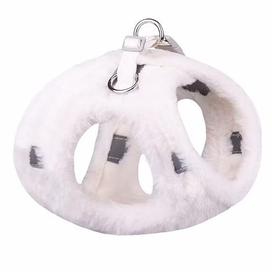 Arnês de pelúcia quente para inverno, imitação de pele de coelho, para cães de estimação com efeito reflexivo para cães pequenos